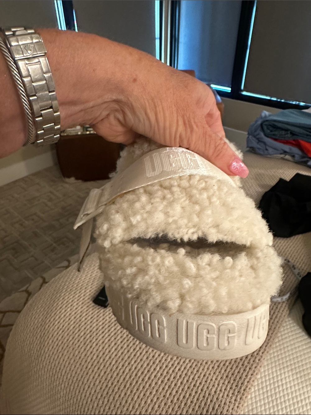 UGG Ivory Faux-Shearling Slide Clogs - Picture 9 of 16